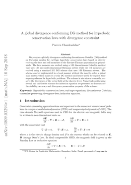 A Global Divergence Conforming DG Method for Hyperbolic Conservation Laws with Divergence Constraint