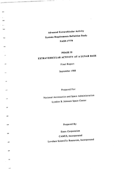 Advanced Extravehicular Activity Systems Requirements Definition Study