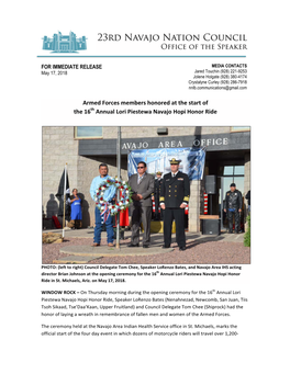 Armed Forces Members Honored at the Start of the 16Th Annual Lori Piestewa Navajo Hopi Honor Ride