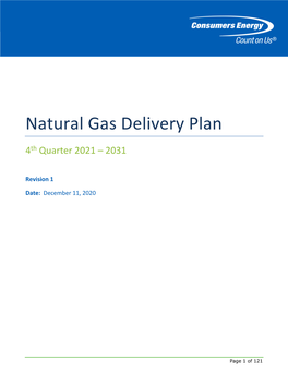 Natural Gas Delivery Plan