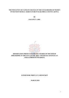 The Influence of Climate Change on the Livelihoods of Women Involved in Rural Agriculture in Kakamega County, Kenya