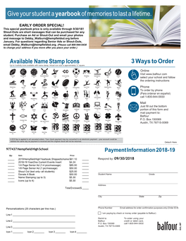 Hempfield High School 2018-2019 Yearbook Early Order Form