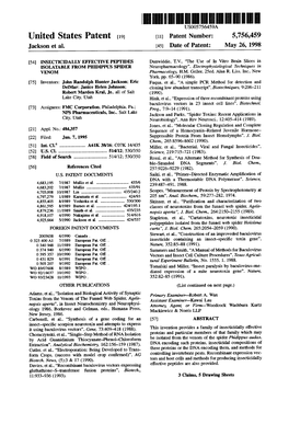 United States Patent (19) 11 Patent Number: 5,756,459 Jackson Et Al