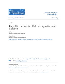 Defense, Regulation, and Evolution Li Tian University of Kentucky, Litian617@Uky.Edu