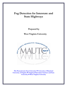 Fog Detection for Interstate and State Highways