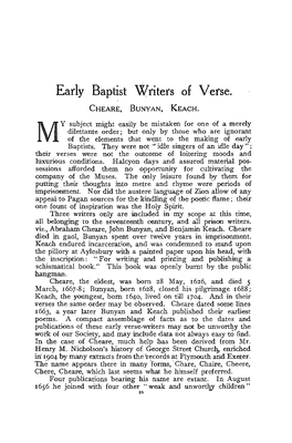 Early Baptist Writers of Verse