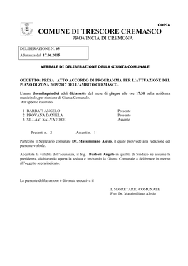 Comune Di Trescore Cremasco Provincia Di Cremona