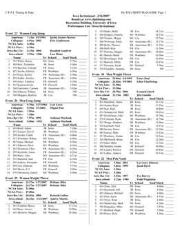 Performance List of Entries