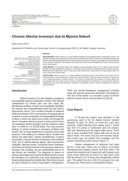 Chronic Uterine Inversion Due to Myoma Geburt