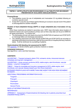 Guideline 708FM Antiplatelets and Rivaroxaban 2.5 Mg Tablets For