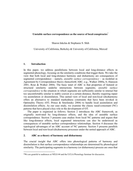 Unstable Surface Correspondence As the Source of Local Conspiracies*