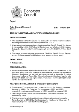 Council Tax Setting and Statutory Resolutions 2020/21 PDF 270 KB