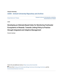Developing an Odonate-Based Index for Monitoring Freshwater Ecosystems in Rwanda: Towards Linking Policy to Practice Through Integrated and Adaptive Management