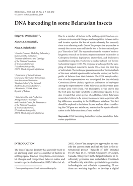 DNA Barcoding in Some Belarusian Insects