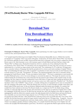 [Wwz5l.Ebook] Doctor Who: Logopolis Pdf Free