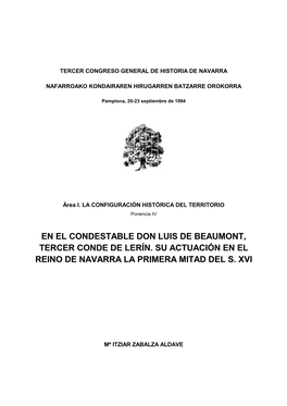 El Condestable Don Luis De Beaumont, Tercer Conde De Lerín