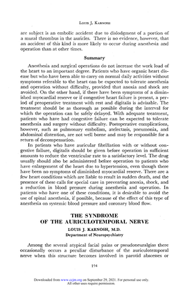 The Syndrome of the Auriculotemporal Nerve Louis J