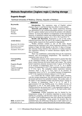 Walnuts Respiration (Juglans Regia L) During Storage