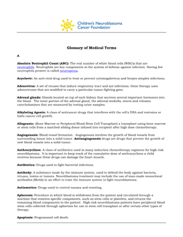 Glossary of Medical Terms