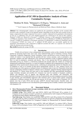 Application of GC-MS in Quantitative Analysis of Some Carminative Syrups