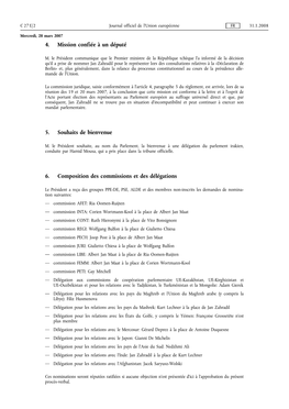 4. Mission Confiée À Un Député 5. Souhaits De Bienvenue 6