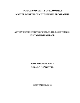 Yangon University of Economics Master of Development Studies Programme