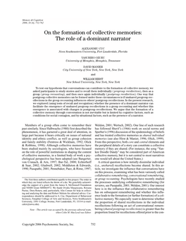 On the Formation of Collective Memories: the Role of a Dominant Narrator