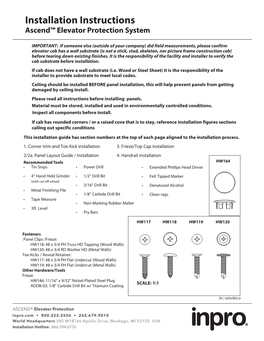 Installation Instructions Ascend™ Elevator Protection System