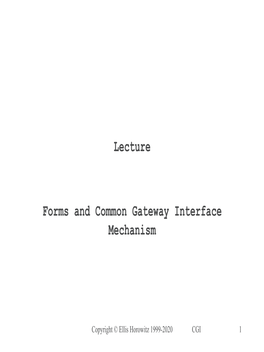 Lecture Forms and Common Gateway Interface Mechanism