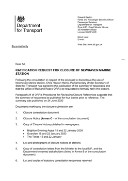 Request for Ratification of Decision to Close Newhaven Marine Station