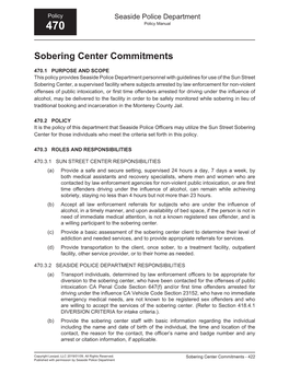 Sobering Center Commitments
