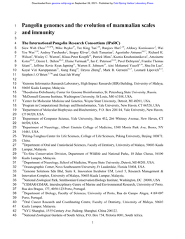 Pangolin Genomes and the Evolution of Mammalian