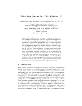 Write Back Routine for JFFS2 Efficient I/O