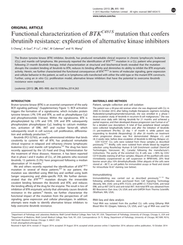 Functional Characterization of BTK C481S Mutation That Confers