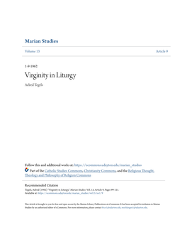 Virginity in Liturgy Aelred Tegels