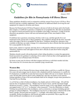 Bit Guidelines for Use in 4-H Horse Shows