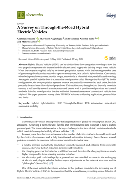 A Survey on Through-The-Road Hybrid Electric Vehicles