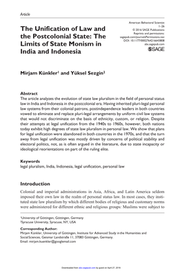 The Unification of Law and the Postcolonial State