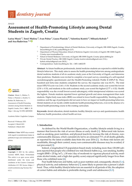 Assessment of Health-Promoting Lifestyle Among Dental Students in Zagreb, Croatia