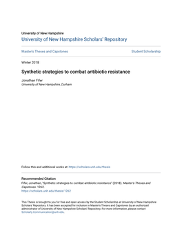 Synthetic Strategies to Combat Antibiotic Resistance