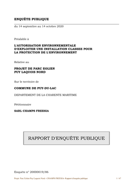 Rapport D'enquête Publique