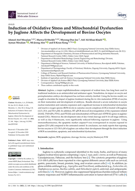 Induction of Oxidative Stress and Mitochondrial Dysfunction by Juglone Affects the Development of Bovine Oocytes