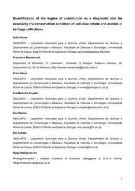Quantification of the Degree of Substitution As a Diagnostic Tool for Assessing the Conservation Condition of Cellulose Nitrate and Acetate in Heritage Collections