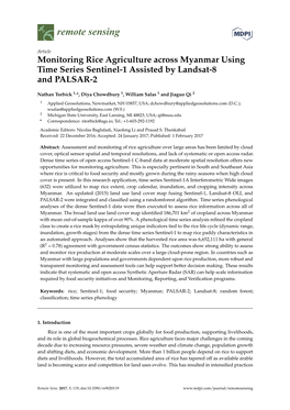 Monitoring Rice Agriculture Across Myanmar Using Time Series Sentinel-1 Assisted by Landsat-8 and PALSAR-2