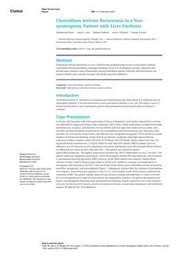 Clostridium Tertium Bacteremia in a Non- Neutropenic Patient with Liver Cirrhosis