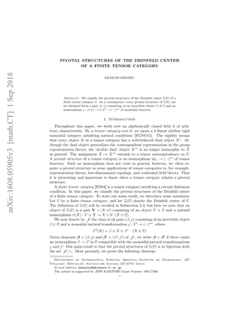 Arxiv:1608.05905V3 [Math.CT] 1 Sep 2018 Ti Neetn N Motn Oko Hnatno Aeoyadmit Category Tensor a When Know to Important and Structure