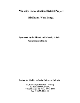 Minority Concentration District Project Birbhum, West Bengal