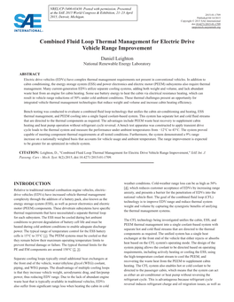 Combined Fluid Loop Thermal Management for Electric Drive Vehicle Range Improvement