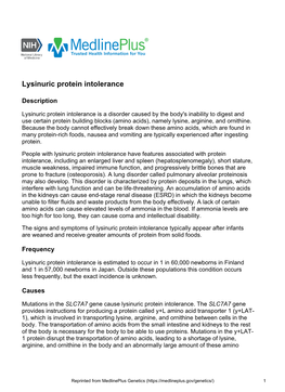 Lysinuric Protein Intolerance