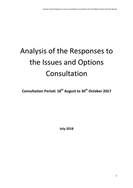 Analysis of the Responses to the Issues and Options Consultation